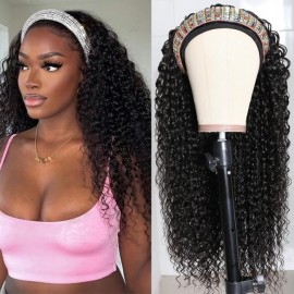 Julia Hair Quality Curly Hair Headband Wigs 100% Human Hair Brazilian Wigs Glueless Natural Color