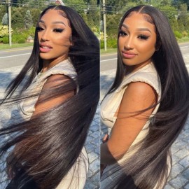Julia Hair 5x5 HD Glueless Lace Closure Wigs Straight Undetectable Transparent Lace Human Hair Wigs With Baby Hair