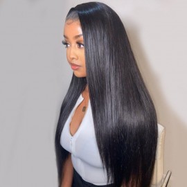 Julia Hair 5x5 HD Glueless Lace Closure Wigs Straight Undetectable Transparent Lace Human Hair Wigs With Baby Hair