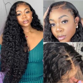 Julia Brazilian Human Hair 13x4 Lace Front Water Wave Wigs 150% Density Water Wave Human Hair Wigs