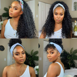 Julia Quality Curly Hair Headband Wigs 100% Human Hair Brazilian Wigs Glueless Natural Color