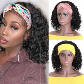 Julia Hair 10 Inch Water Wave Human Hair Headband Wigs No Glue No Sew In Flash Sale