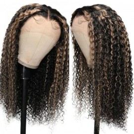 Julia Hair 13x4 Chocolate Brown With Peek A Boo Blonde Highlights Lace Frontal Wigs Body Wave Wig Beyoncé Inspired 180% Density