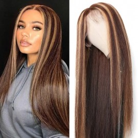 Julia VIP Exclusive Highlight Ombre Color 18 Inch Straight Lace Wigs For Sale 150% Density