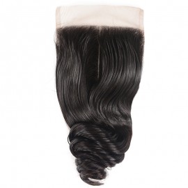 Julia 4x4 Loose Wave Lace Closure Human Hair Free Part Pre Plucked Loose Wave Closure For Sale