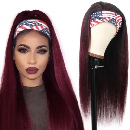 Julia 99J Headband Wigs Straight Hair Glueless Human Hair Wigs Wear And Go Best Ombre Hair Wigs For Sale