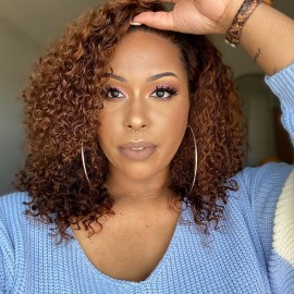 Julia 1B/30 Long Ombre Curly Human Hair Lace Front Wig 100% Real Human Hair 10-24 Inch Pre Plucked With Baby Hair
