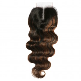 Julia Hair Balayage Color Hair Virgin Human Hair Body Wave 4*4 Lace Closure Free Part
