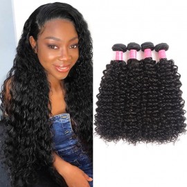Julia 4Pcs/pack Virgin Indian Curly Weave Hair Bundles Deals Human Hair Natural Color