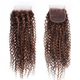 Julia Hair Jerry Curly 3 Bundles With Lace Closure Honey Blonde Highlight Color Human Hair Weave