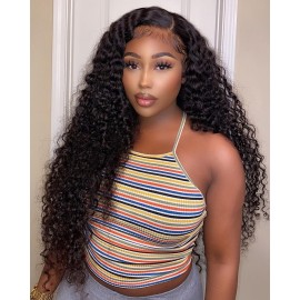 Julia Curly Human Hair Wigs Natural Color 150% Density Pre Plucked Curly Human Hair Lace Front Wigs For Women