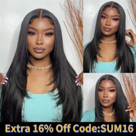 Julia 90's Inspired Layer Cut 13x4 Lace Front Straight Human Hair Wig With Pre Plucked Hairline Flash Sale