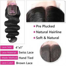 Julia Body Wave 3 Bundles Human Hair With T Part Lace Closure 100% Unprocessed Weave Hair With Closure