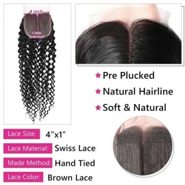 Julia Curly Hair 3 Bundles With T Part Lace Closure 100% Human Hair Unprocessed Weave Hair With Closure