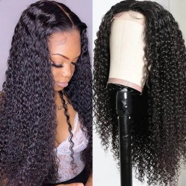 Julia Human Hair Curly Wigs With Natural Hairline Middle Part Curly Fake Scalp Wigs On Sale