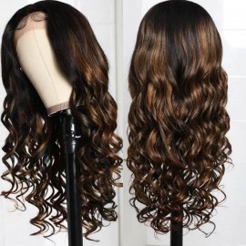 Balayage Highlight Body Wave Brown 13X5 Lace Part Human Hair Wigs #FB30 Body Wave Wig With Baby Hair Flash Sale