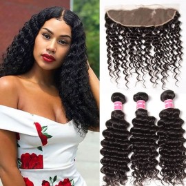 Julia Hair Deep Wave Virgin Hair Bundles 3Pcs With Frontal Best Human Hair Frontal Deals