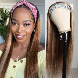 Julia Hair 26 inch Highlight Blonde Color Headband Wigs Quality Straight Human Hair Wigs Quick And Easy Install
