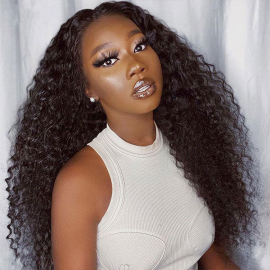 Julia 250% Density Glueless V Part Jerry Curly Wigs No Leave Out And No Sew In Human Hair Wigs