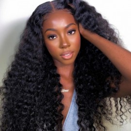 Julia 200% Density Glueless V Part Deep Wave Wigs No Leave Out And No Sew In Human Hair Wigs