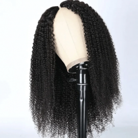 Julia Glueless Afro Curly V Part Wigs No Leave Out Beginner Friendly Coily Human Hair Wigs 150% Density