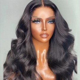 Julia Hair Affordable Body Wave 4X4 Lace Closure Wigs Pre Plucked Air Wig Pre-Cut Lace Human Hair Wigs 150% Density