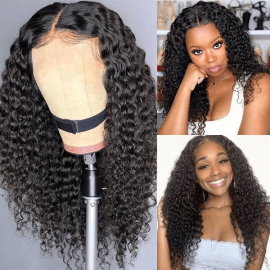 Julia Curly Hair Lace Wigs Pre Plucked Brazilian Human Hair Wigs T Part Lace Wigs With Baby Hair