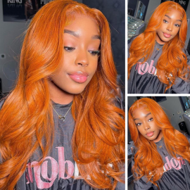 Julia Orange Ginger Body Wave Lace Front Wig Colored Human Hair Wigs 150% Density