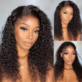 Julia Jerry Curly 200% Density 13X4 HD Lace Front Wigs Full And Premium Undetectable Transparent Lace Human Hair Wigs