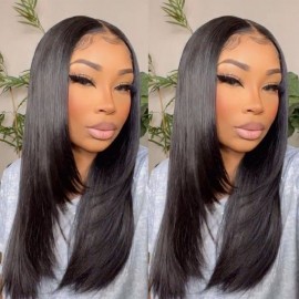 Julia Hair Bigekane's Same Hair 90's Inspired Layer Cut 13x4 Lace Front Straight Human Hair Wig With Pre Plucked Hairline