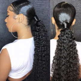 Julia Ponytail Jerry Curly Hair Extension With Clip In Weave Ponytail Human Hair Magic Wrap Around