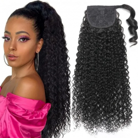 Julia Ponytail Jerry Curly Hair Extension With Clip In Weave Ponytail Human Hair Magic Wrap Around