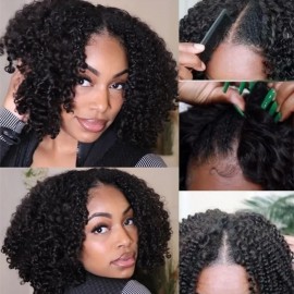 Julia Hair Affordable Glueless V Part Kinky Curly Wig No Leave Out Beginner Friendly Upgrade U Part Human Hair Wigs