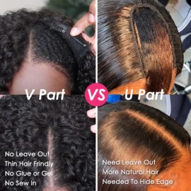 Julia Hair Affordable Glueless V Part Jerry Curly Wig No Leave Out Beginner Friendly Upgrade U Part Human Hair Wigs