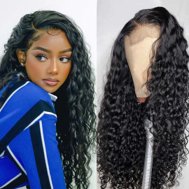 Julia Water Wave 13*6 Lace Front Wigs With Baby Hair Pre Plucked 100% Human Hair Long Wigs Natural Color