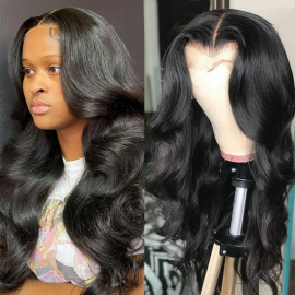 Julia Hair Body Wave Human Hair Wigs 13x4 Transparent Lace Front Wig Pre Plucked 150% 180% Density