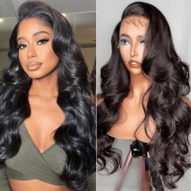 Julia Body Wave Human Hair Wigs 13x4 Transparent Lace Front Wig Pre Plucked 150% 180% Density
