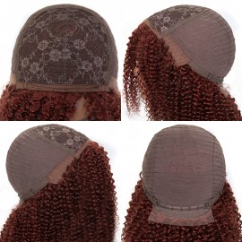 Julia Dark Auburn Autumn Full Color Glueless Wigs Kinky Curly Human Hair Wigs For African American