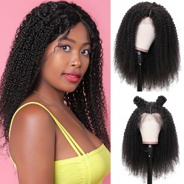 Julia Brazilian Kinky Curly Human Hair Wigs With Baby Hair 150% Density Natural Color 13x4 Brazilian Curly Lace Front Wigs