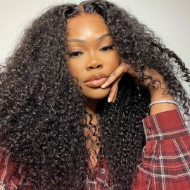 Julia Affordable 13X4 Lace Front Kinky Curly Wig 100% Human Hair Wigs With Pre-Plucked Natural Hairline For Sale