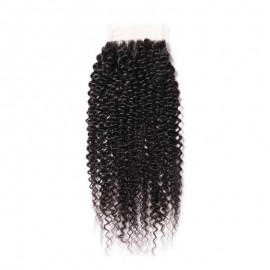 Julia Kinky Curly Lace Closure 100% Virgin Human Hair Free Part Natural Color