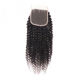 Julia Kinky Curly Lace Closure 100% Virgin Human Hair Free Part Natural Color