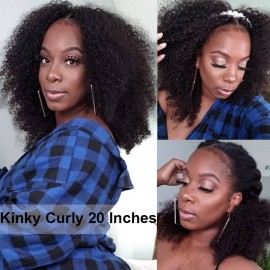 Julia Kinky Curly 3/4 Human Hair Half Wigs For African American