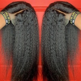 Julia 13X4 Lace Front Kinky Straight Wig 100% Human Hair Wigs With Pre-Plucked Natural Hairline For Sale