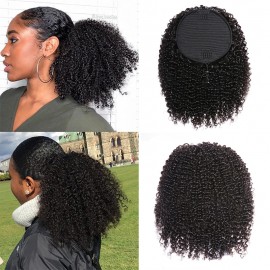 Julia Hair Afro Kinky Curly Ponytail 100% Real Human Hair Brazilian Drawstring Ponytail 1 Piece/Pack Clip In Hair Extensions