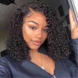 Julia Kinky Curly Human Hair Weaves 4 Bundles With Frontal Free Part Kinky Curly 13x4 Frontal