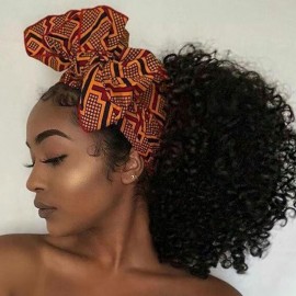 Julia Kinky Curly 3/4 Human Hair Half Wigs For African American