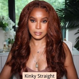Julia Hair Affordable #33B Reddish Brown 13x5 Lace Part Wig Perfectly Resembling Natural Hair Kinky Straight Wig 4C Hair 13x4 Lace Front Wigs