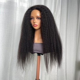 Julia Hair Versatile Kinky Straight Black Half Wig Instant Glueless Install 100% Human Hair Wigs