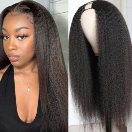 Julia Hair Knky Straight Human Hair U Part Wigs Brazilian Human Hair Wigs For Women $100 Off